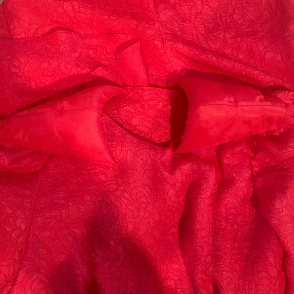 R&K Petites Red Textured Rosette Formal Dress 6P - Picture 8 of 12